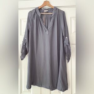 Eberjey Gray Mandarin‎ Collar Bamboo Cotton Swim Coverup Size M/L NWT